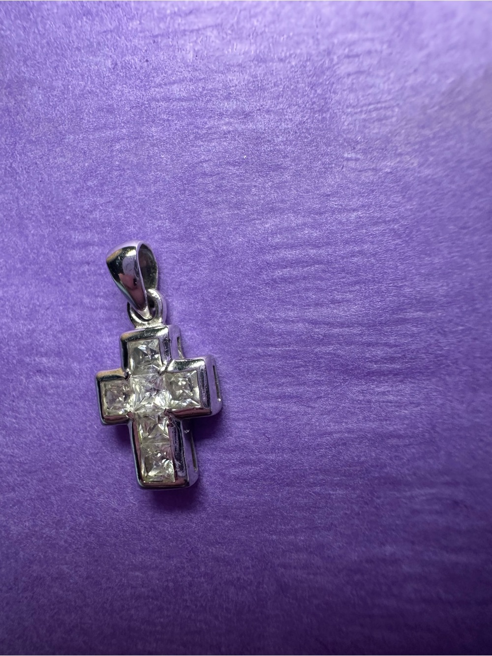 Sterling Silver Cross Pendant with Clear Stones - (pendant only) no chain - Picture 2 of 8